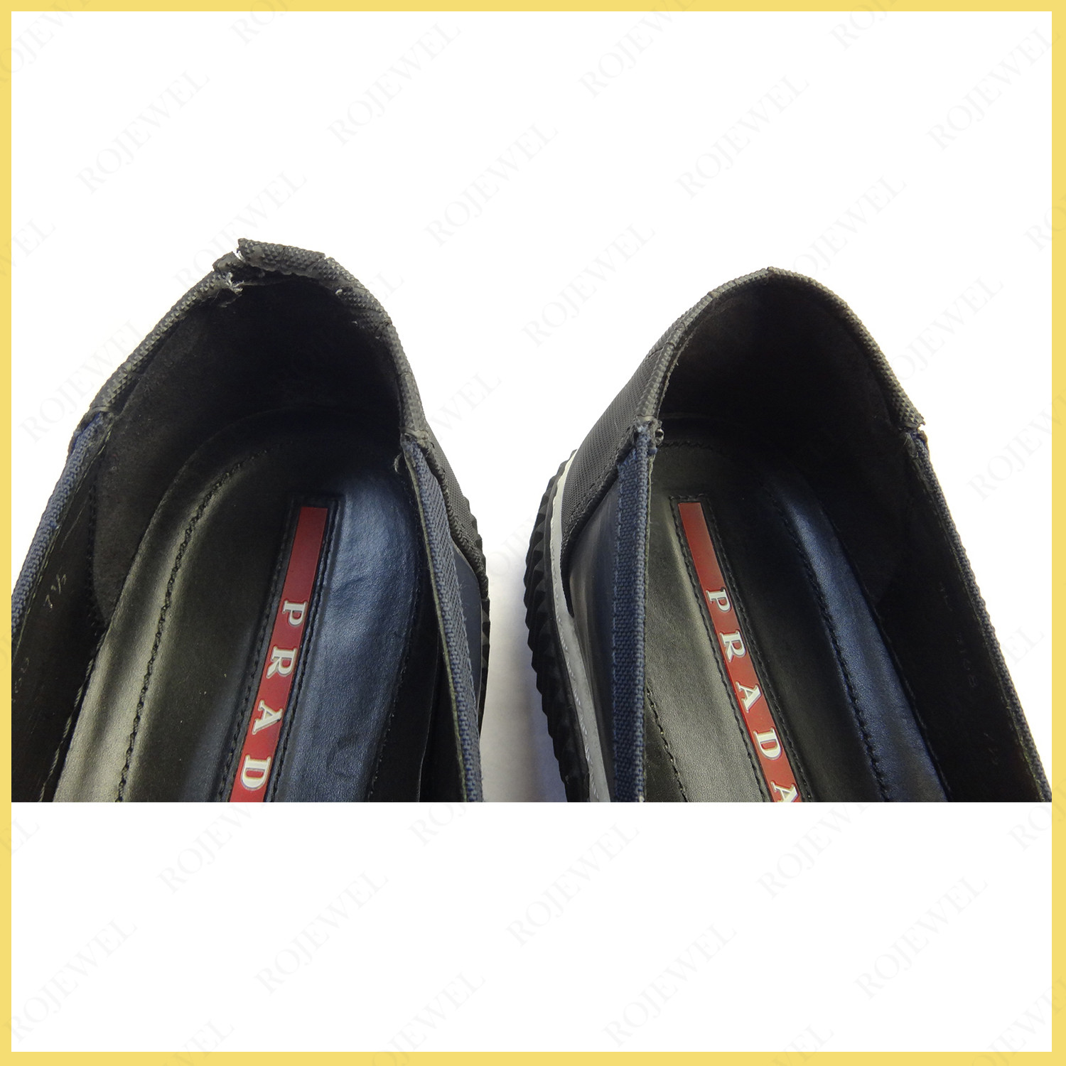 普拉達（Prada）鞋口后跟覆蓋開裂前后對比